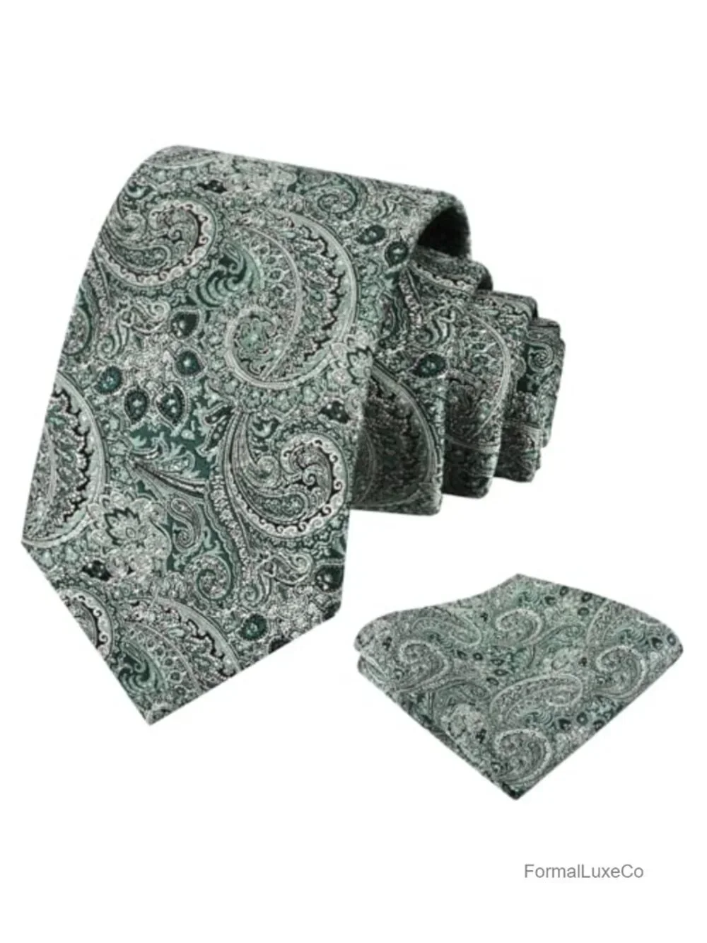 Polyester Paisley Tie & Handkerchief Set, Men's Accessory, One Size